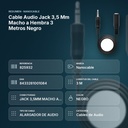 CABLE AUDIO JACK 3,5 MM MACHO A HEMBRA 3 METROS NEGRO - resumen de atributos