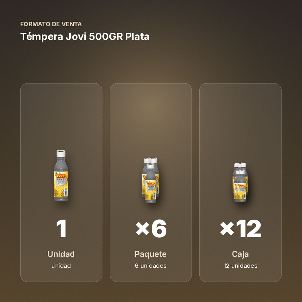 TÉMPERA JOVI 500GR PLATA - formato de venta: paquete de 6, caja de 12
