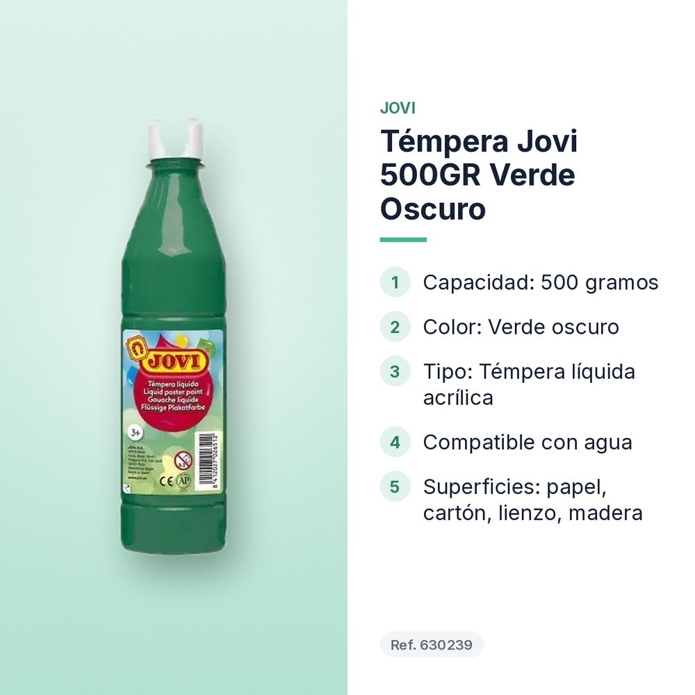 TÉMPERA JOVI 500GR VERDE OSCURO - características principales