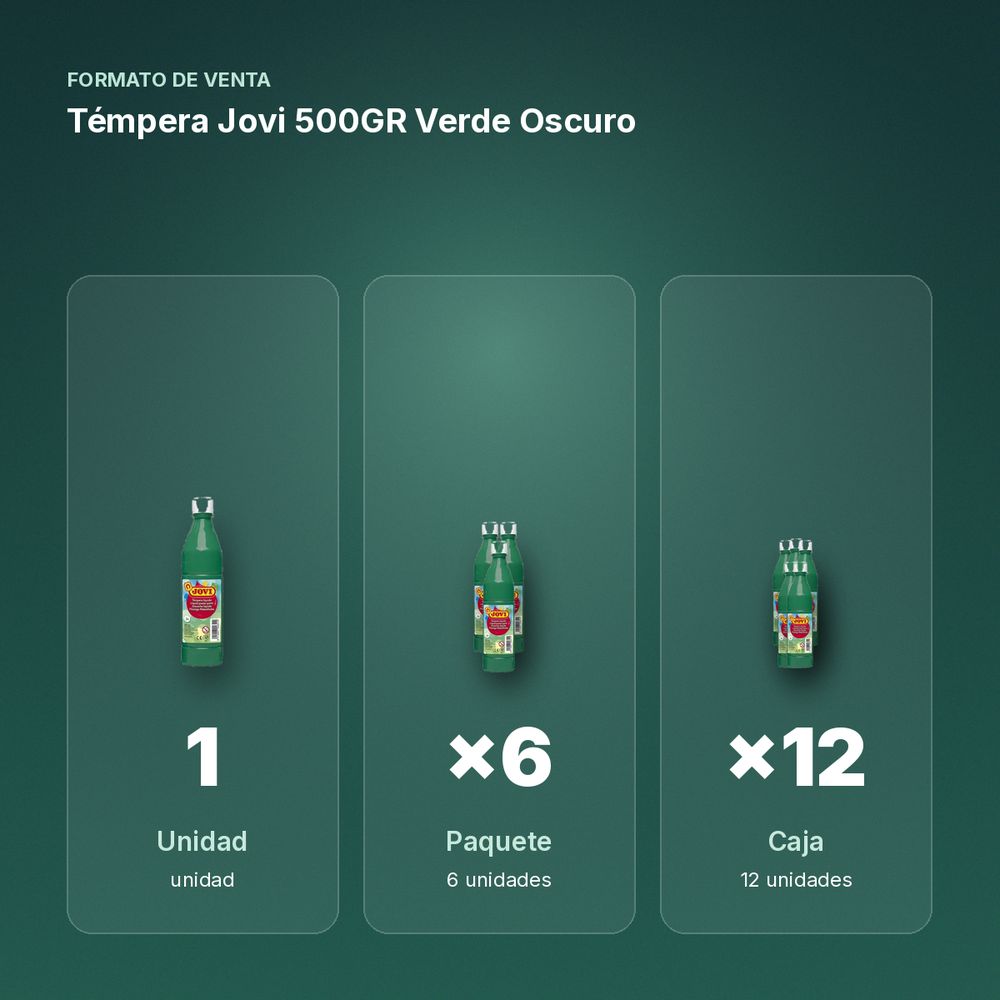 TÉMPERA JOVI 500GR VERDE OSCURO - formato de venta: paquete de 6, caja de 12