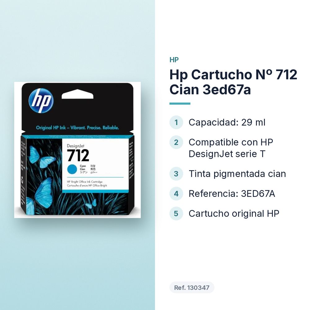 HP CARTUCHO Nº 712 CIAN 3ED67A - características principales