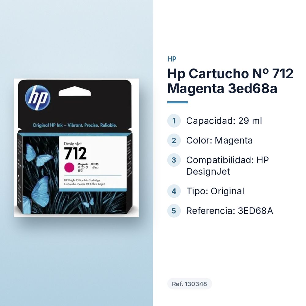 HP CARTUCHO Nº 712 MAGENTA 3ED68A - características principales