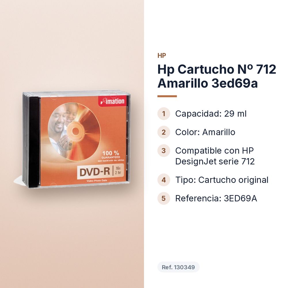 HP CARTUCHO Nº 712 AMARILLO 3ED69A - características principales