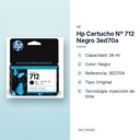 HP CARTUCHO Nº 712 NEGRO 3ED70A - características principales
