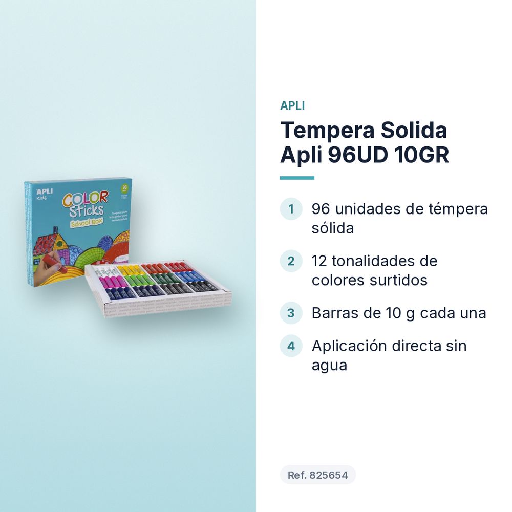 TEMPERA SOLIDA APLI 96UD 10GR - características principales