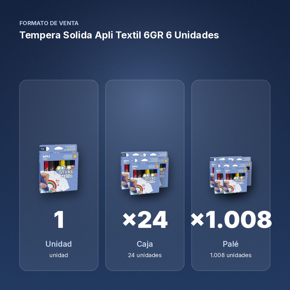 TEMPERA SOLIDA APLI TEXTIL 6GR 6 UNIDADES - formato de venta: caja de 24, palé de 1008