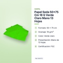PAPEL SEDA 50×75 CM 18 G VERDE CLARO MANO 13 HOJAS - características principales