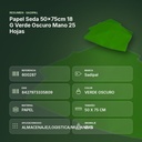 PAPEL SEDA 50×75CM 18 G VERDE OSCURO MANO 25 HOJAS - resumen de atributos