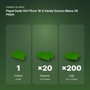 PAPEL SEDA 50×75CM 18 G VERDE OSCURO MANO 25 HOJAS - formato de venta: paquete de 20, caja de 200