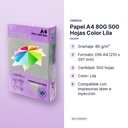 PAPEL A4 80G 500 HOJAS COLOR LILA - características principales