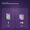 PAPEL A4 80G 500 HOJAS COLOR LILA - formato de venta: caja de 5