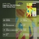PAPEL A4 75G 500 HOJAS COLOR VERDE FLUOR - resumen de atributos