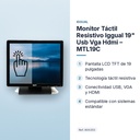 MONITOR TÁCTIL RESISTIVO IGGUAL 19" USB VGA HDMI – MTL19C - características principales