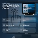 MONITOR TÁCTIL RESISTIVO IGGUAL 19" USB VGA HDMI – MTL19C - resumen de atributos
