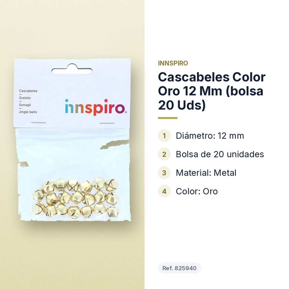CASCABELES COLOR ORO 12 MM (BOLSA 20 UDS) - características principales