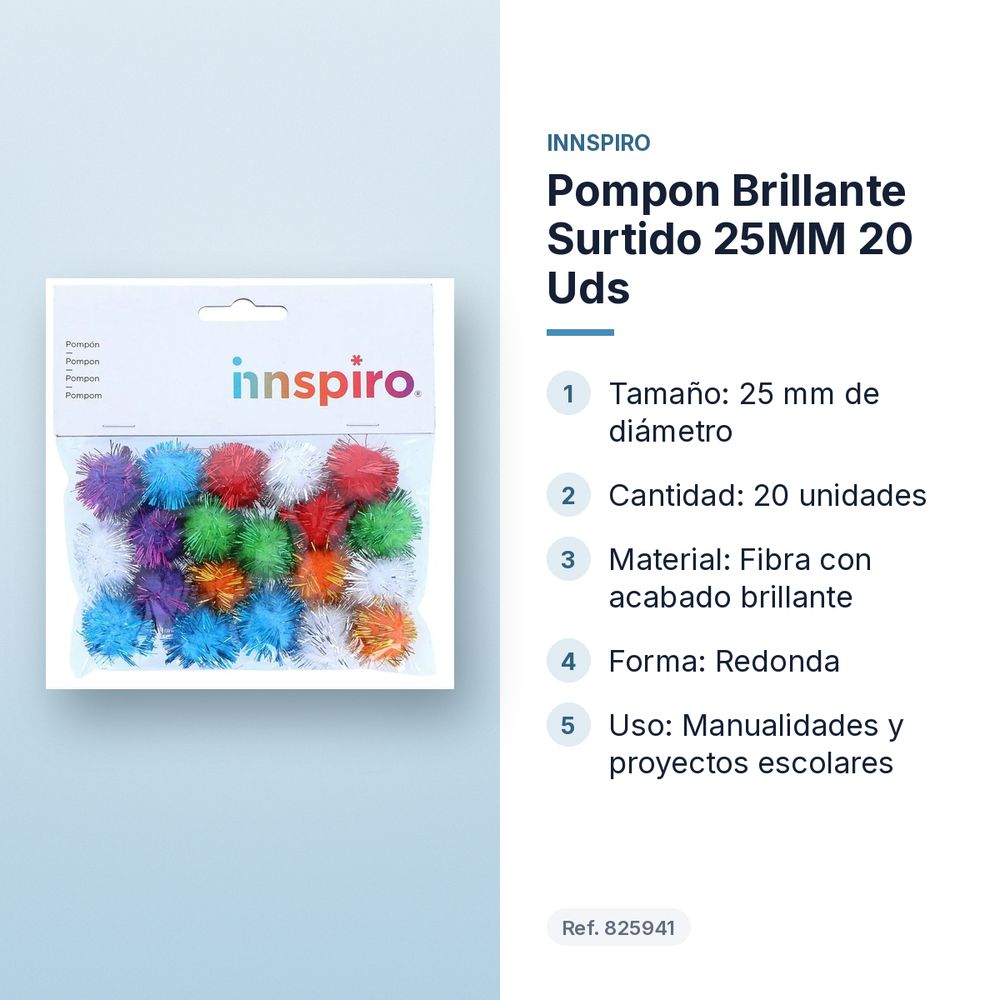 POMPON BRILLANTE SURTIDO 25MM 20 UDS - características principales