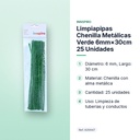 LIMPIAPIPAS CHENILLA METÁLICAS VERDE 6MM×30CM 25 UNIDADES - características principales
