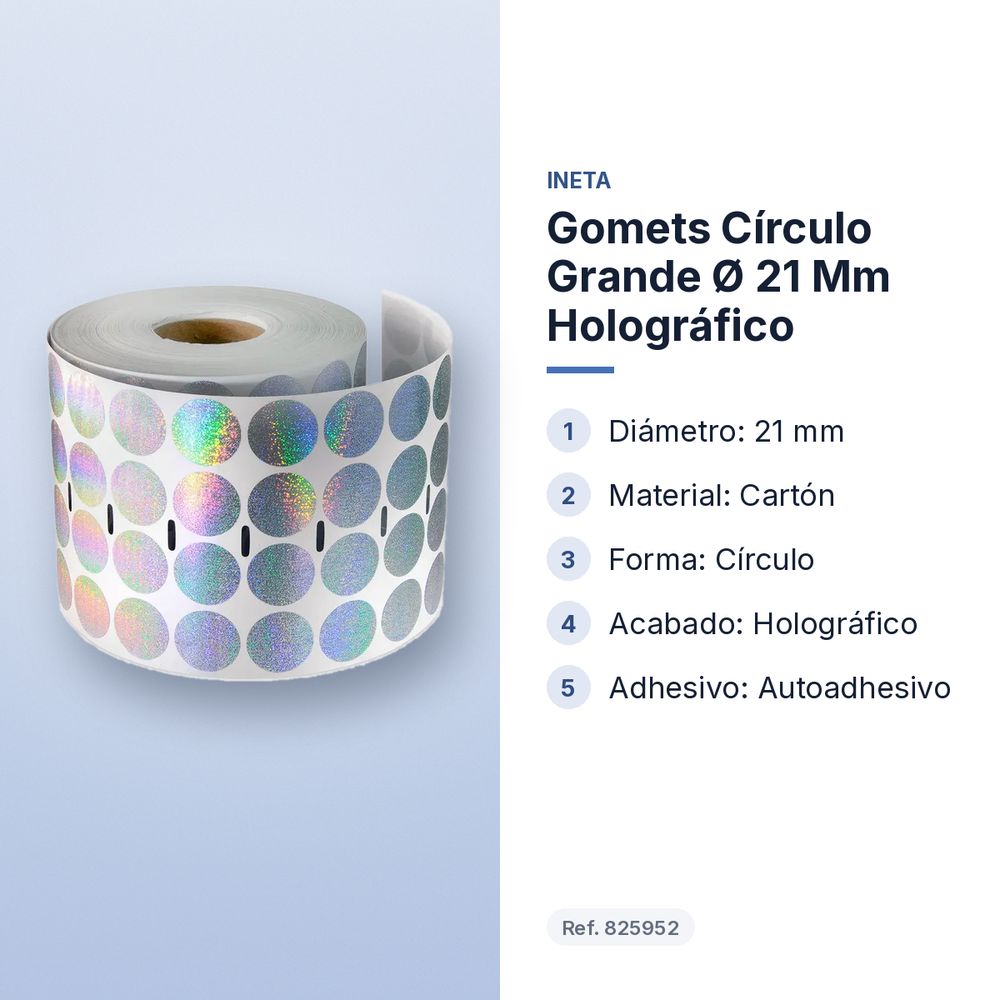 GOMETS CÍRCULO GRANDE Ø 21 MM HOLOGRÁFICO  - características principales