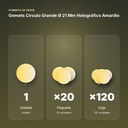 GOMETS CÍRCULO GRANDE Ø 21 MM HOLOGRÁFICO AMARILLO - formato de venta: paquete de 20, caja de 120