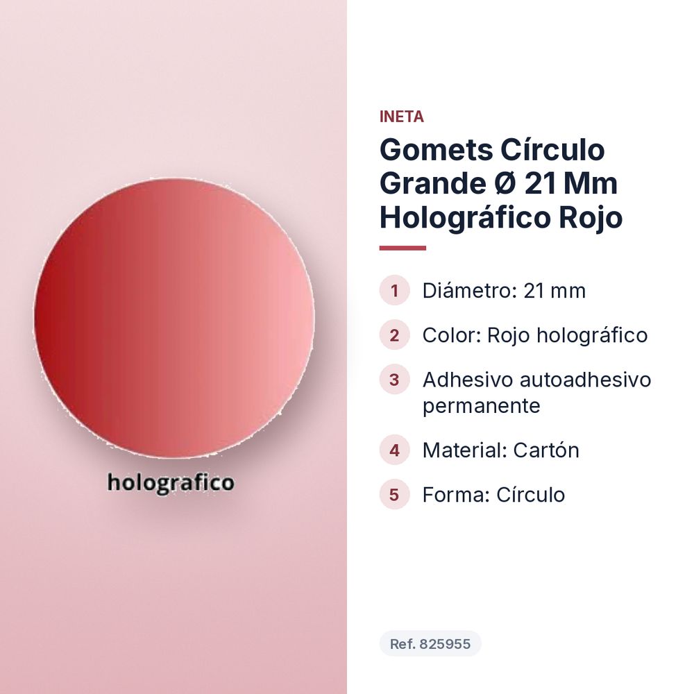 GOMETS CÍRCULO GRANDE Ø 21 MM HOLOGRÁFICO ROJO - características principales