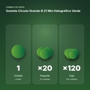 GOMETS CÍRCULO GRANDE Ø 21 MM HOLOGRÁFICO VERDE - formato de venta: paquete de 20, caja de 120