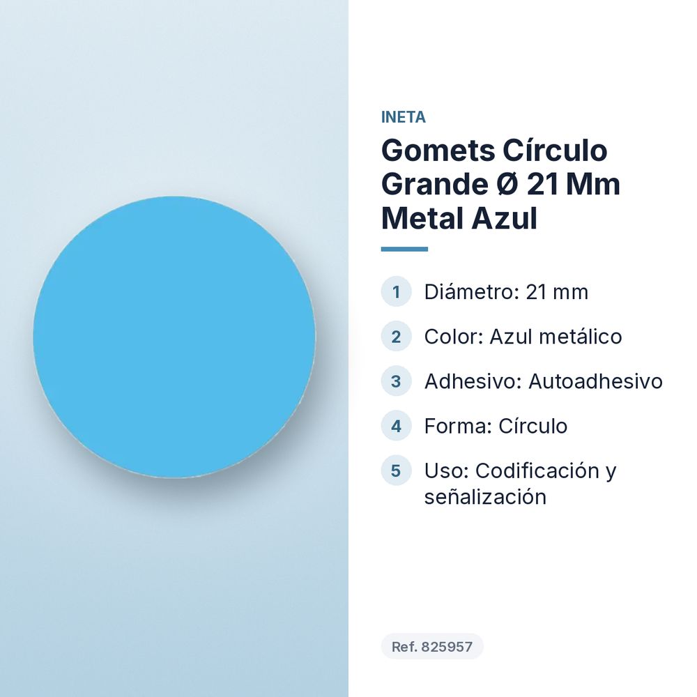 GOMETS CÍRCULO GRANDE Ø 21 MM METAL AZUL - características principales