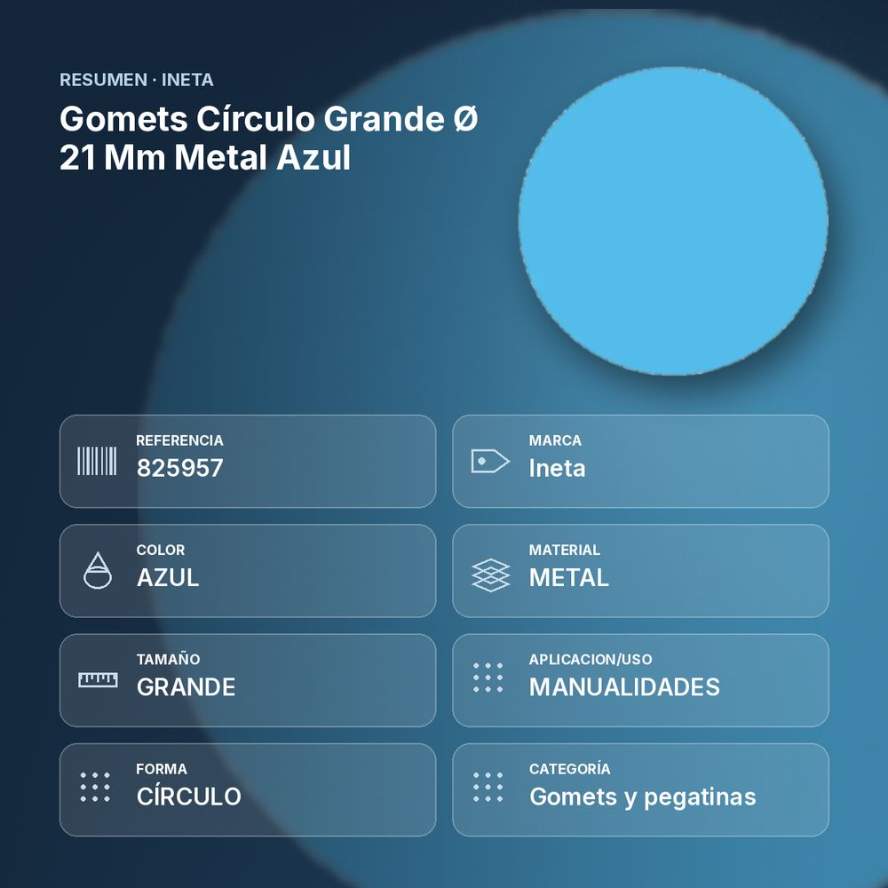 GOMETS CÍRCULO GRANDE Ø 21 MM METAL AZUL - resumen de atributos