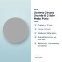 GOMETS CÍRCULO GRANDE Ø 21 MM METAL PLATA - características principales