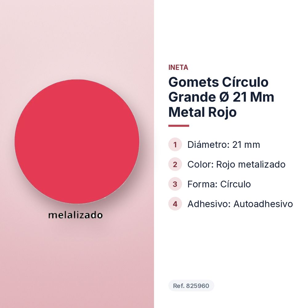 GOMETS CÍRCULO GRANDE Ø 21 MM METAL ROJO - características principales