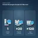 GOMETS RECTANGULO GRANDE Ø 21 MM AZUL - formato de venta: paquete de 20, caja de 120