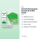 GOMETS RECTANGULO GRANDE Ø 21 MM VERDE - características principales