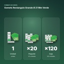 GOMETS RECTANGULO GRANDE Ø 21 MM VERDE - formato de venta: paquete de 20, caja de 120