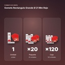 GOMETS RECTANGULO GRANDE Ø 21 MM ROJO - formato de venta: paquete de 20, caja de 120