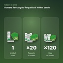GOMETS RECTANGULO PEQUEÑO Ø 10 MM VERDE - formato de venta: paquete de 20, caja de 120