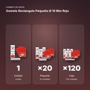 GOMETS RECTANGULO PEQUEÑO Ø 10 MM ROJO - formato de venta: paquete de 20, caja de 120
