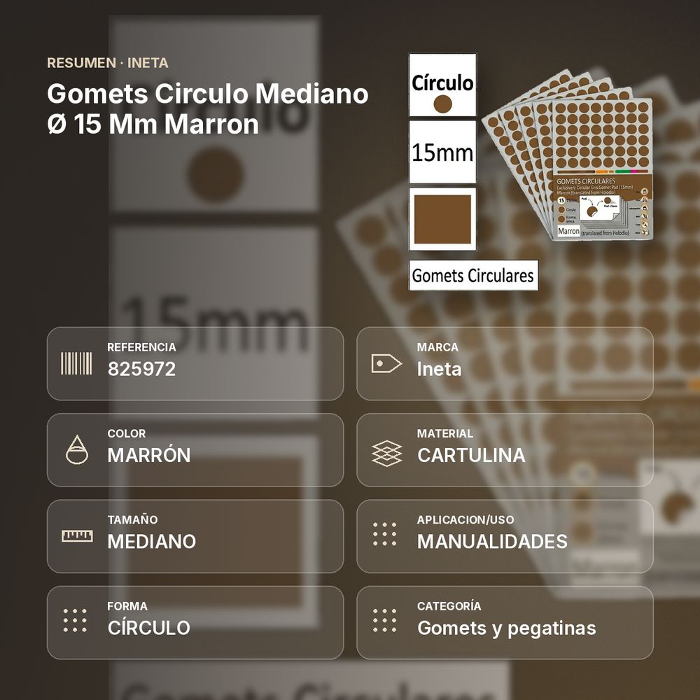 GOMETS CIRCULO MEDIANO Ø 15 MM MARRON - resumen de atributos