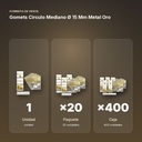 GOMETS CIRCULO MEDIANO Ø 15 MM METAL ORO - formato de venta: paquete de 20, caja de 400