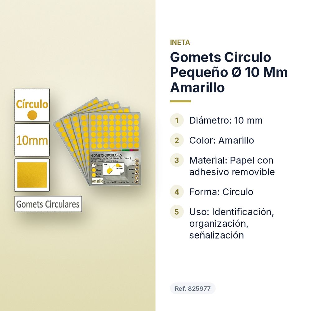 GOMETS CIRCULO PEQUEÑO Ø 10 MM AMARILLO - características principales
