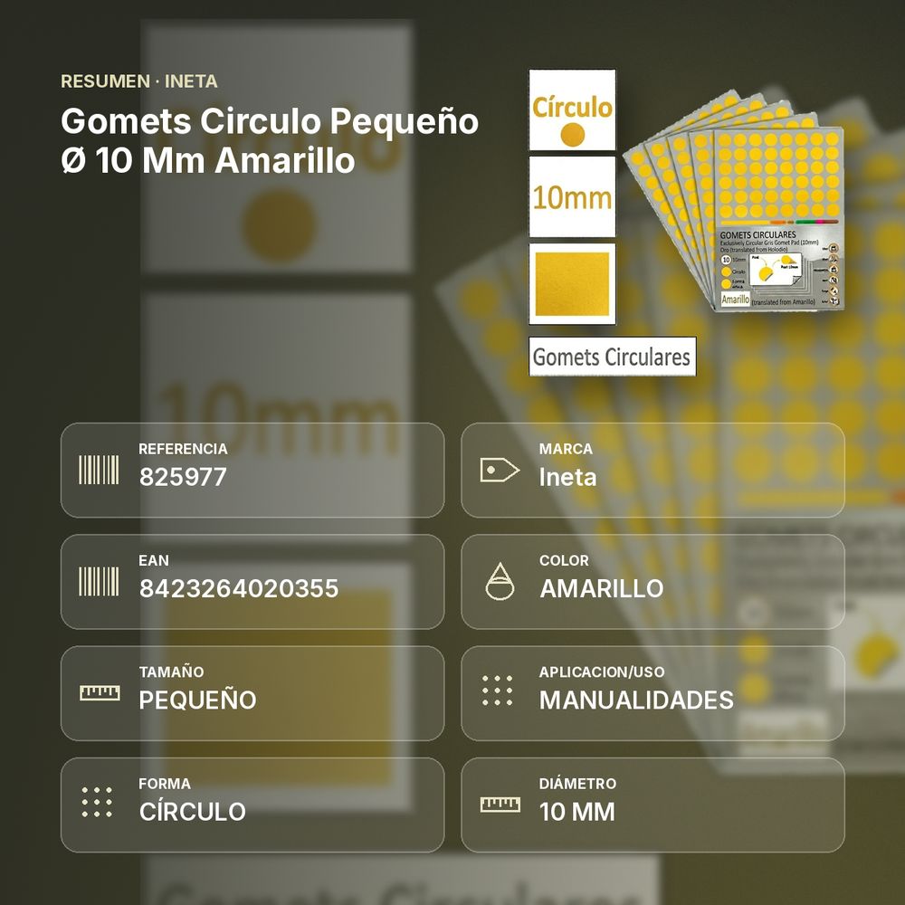 GOMETS CIRCULO PEQUEÑO Ø 10 MM AMARILLO - resumen de atributos