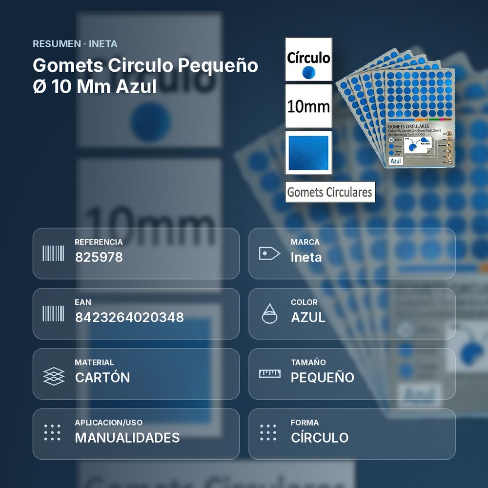 GOMETS CIRCULO PEQUEÑO Ø 10 MM AZUL - resumen de atributos