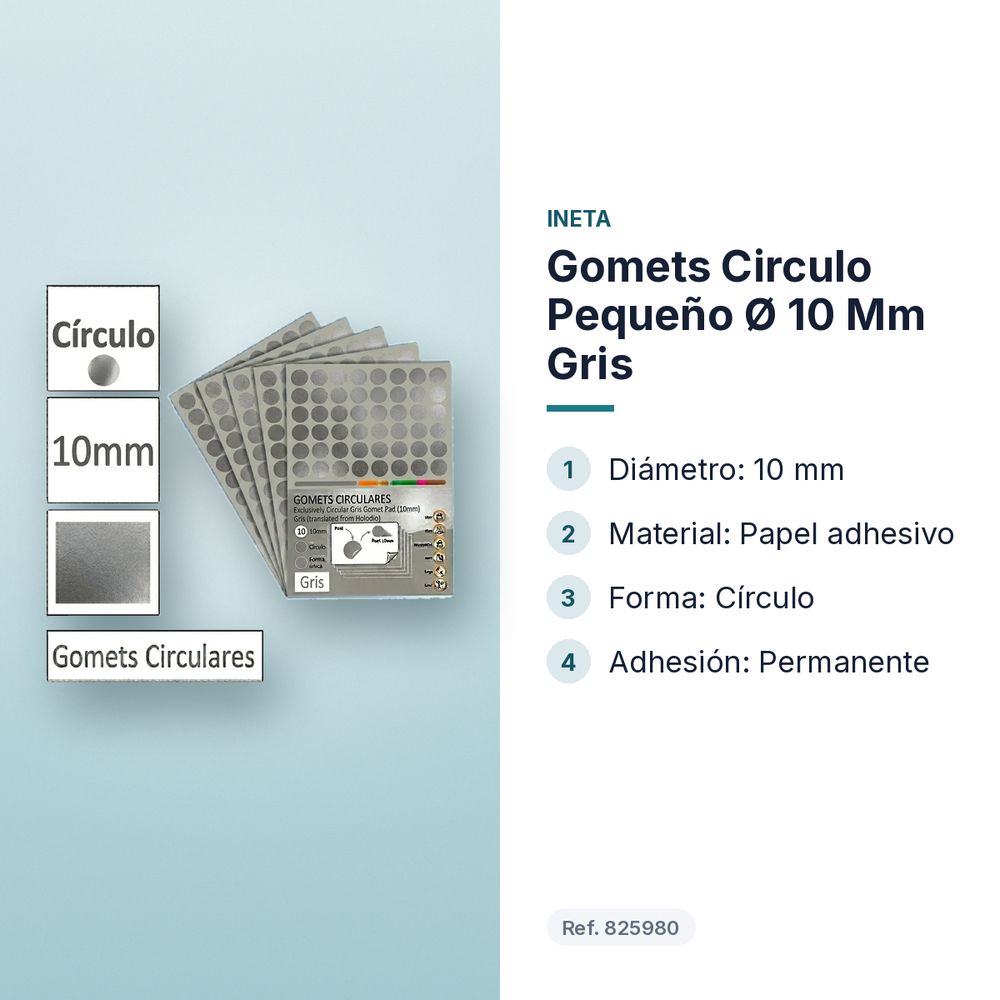 GOMETS CIRCULO PEQUEÑO Ø 10 MM GRIS - características principales