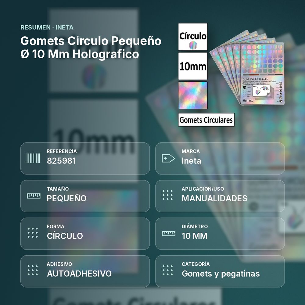 GOMETS CIRCULO PEQUEÑO Ø 10 MM HOLOGRAFICO - resumen de atributos