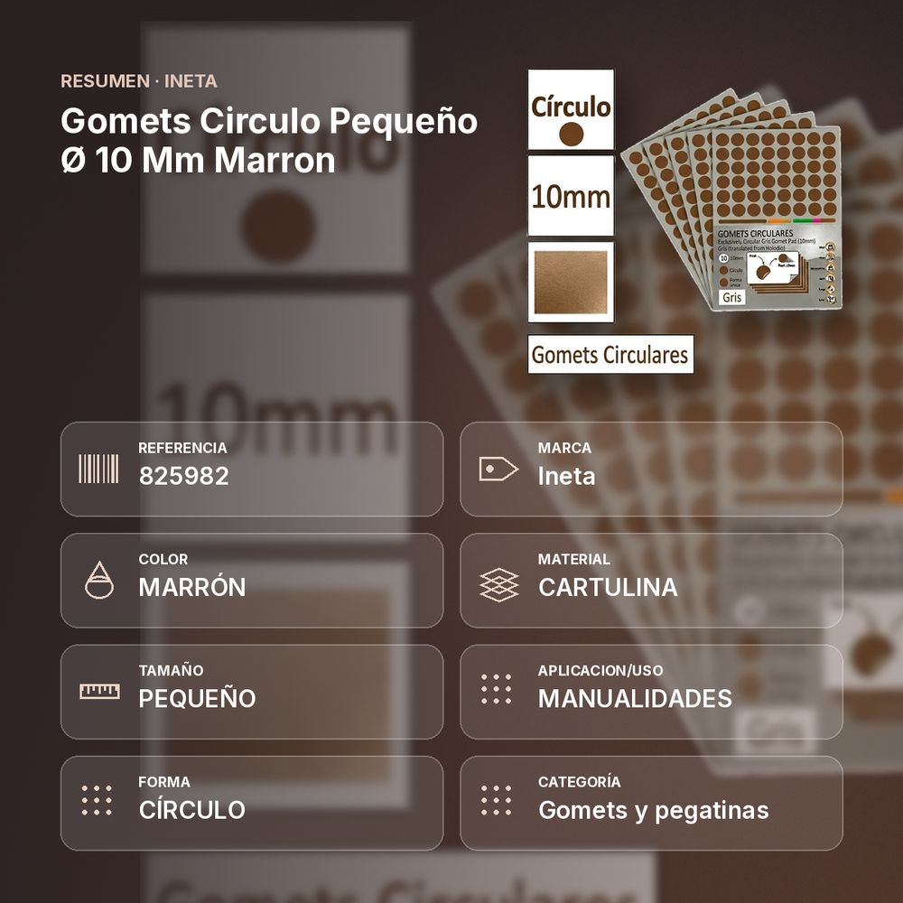 GOMETS CIRCULO PEQUEÑO Ø 10 MM MARRON - resumen de atributos