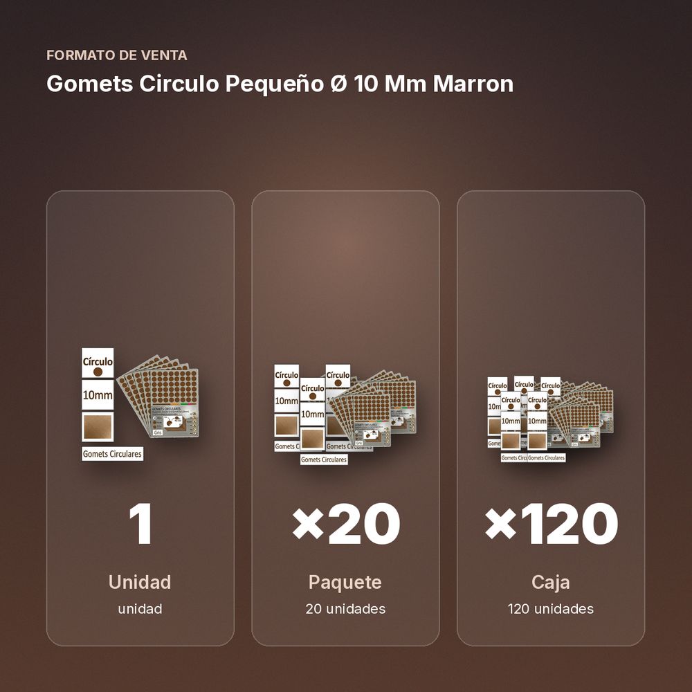 GOMETS CIRCULO PEQUEÑO Ø 10 MM MARRON - formato de venta: paquete de 20, caja de 120