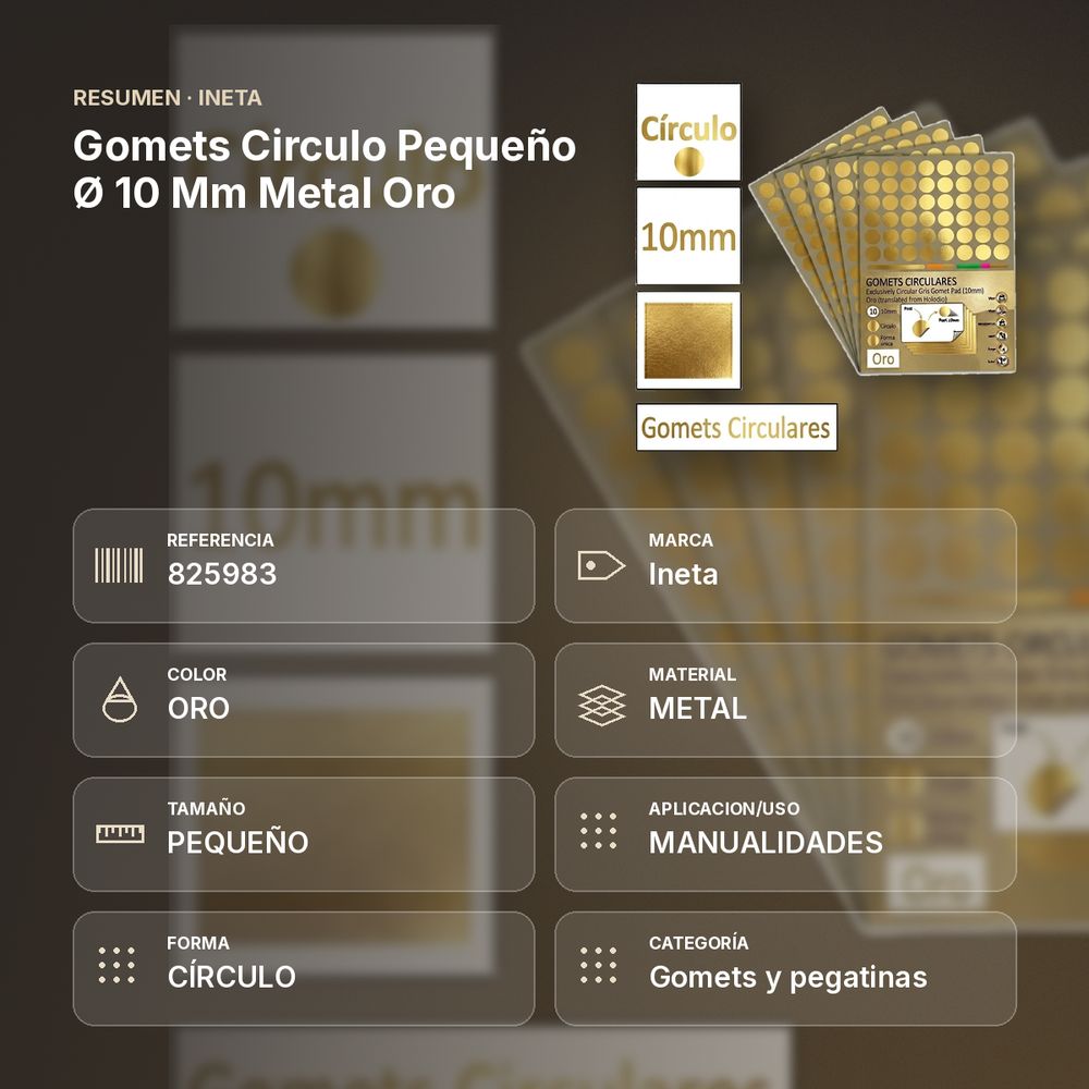 GOMETS CIRCULO PEQUEÑO Ø 10 MM METAL ORO - resumen de atributos
