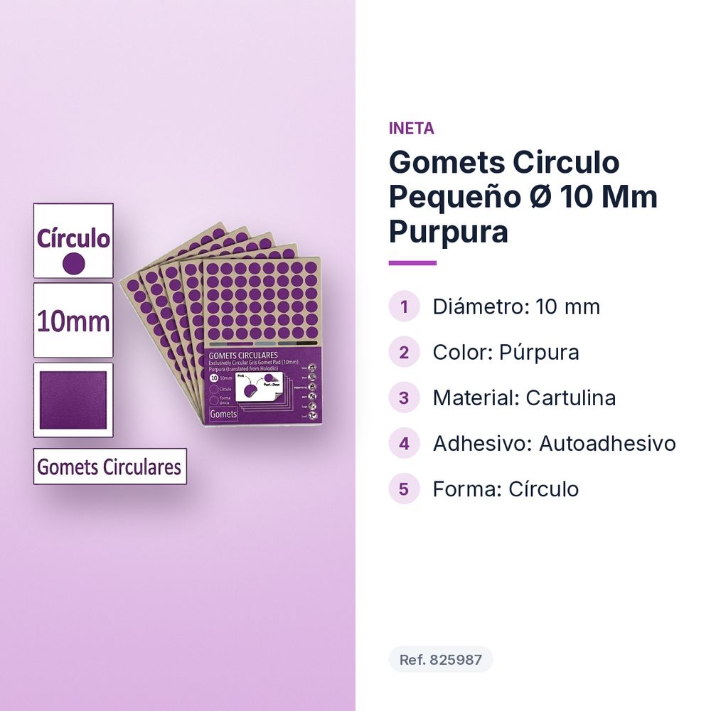 GOMETS CIRCULO PEQUEÑO Ø 10 MM PURPURA - características principales