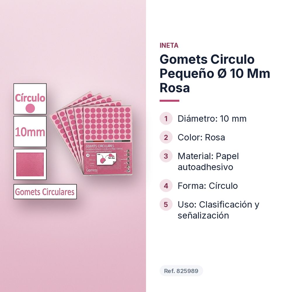 GOMETS CIRCULO PEQUEÑO Ø 10 MM ROSA - características principales