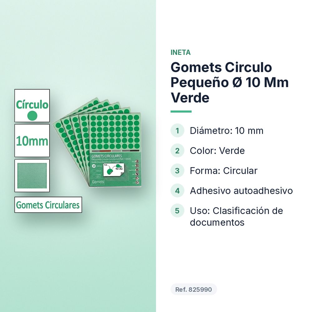 GOMETS CIRCULO PEQUEÑO Ø 10 MM VERDE - características principales