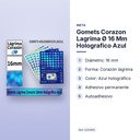 GOMETS CORAZON LAGRIMA Ø 16 MM HOLOGRAFICO AZUL - características principales