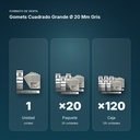 GOMETS CUADRADO GRANDE Ø 20 MM GRIS - formato de venta: paquete de 20, caja de 120